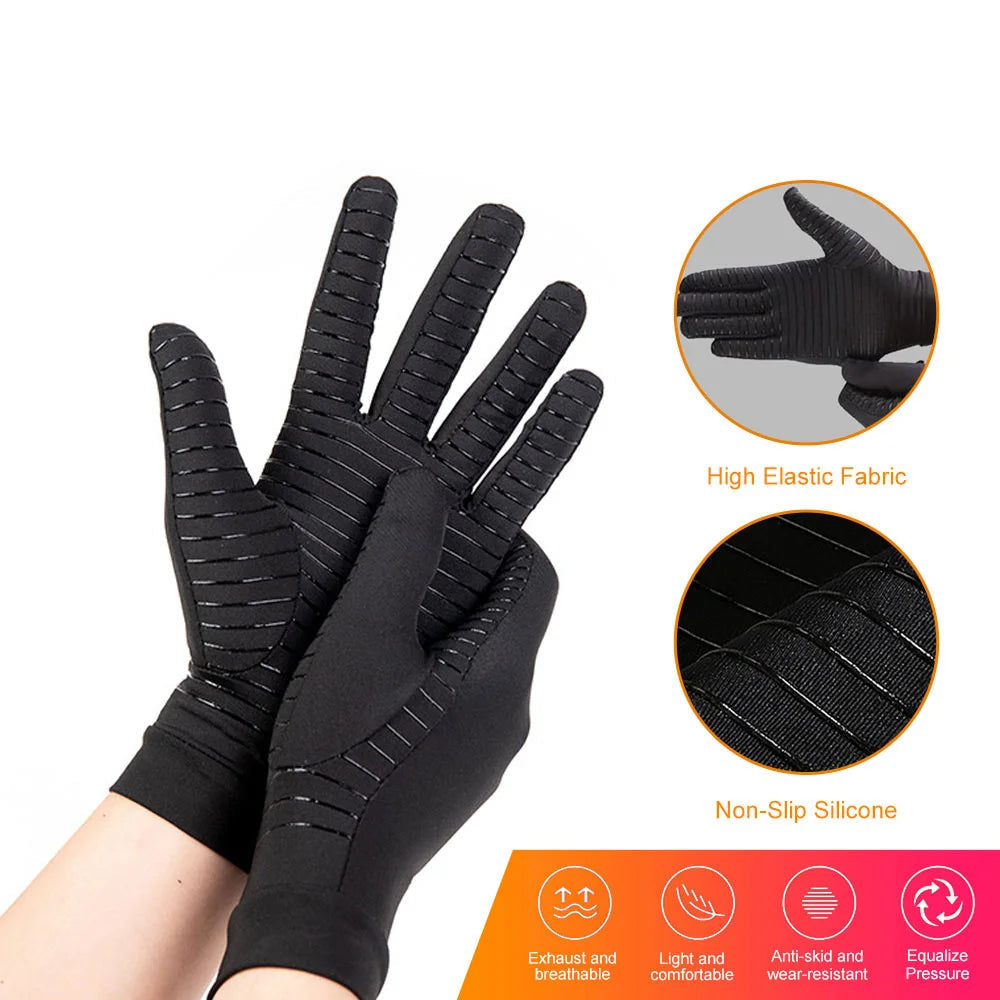 Black gloves with high elastic fabric and non-slip silicone on a white background